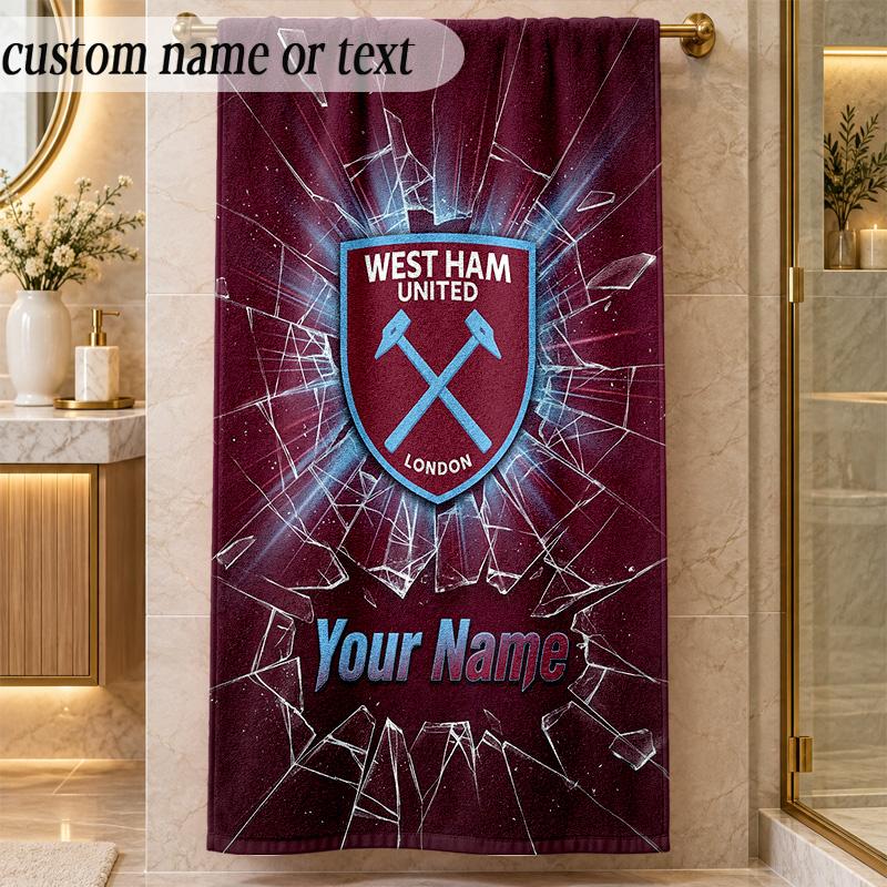 Beach TowelWest Ham United FC Custom Name Text Personalized Soft Towel for Beach Pool Indoor Home Decor Gift