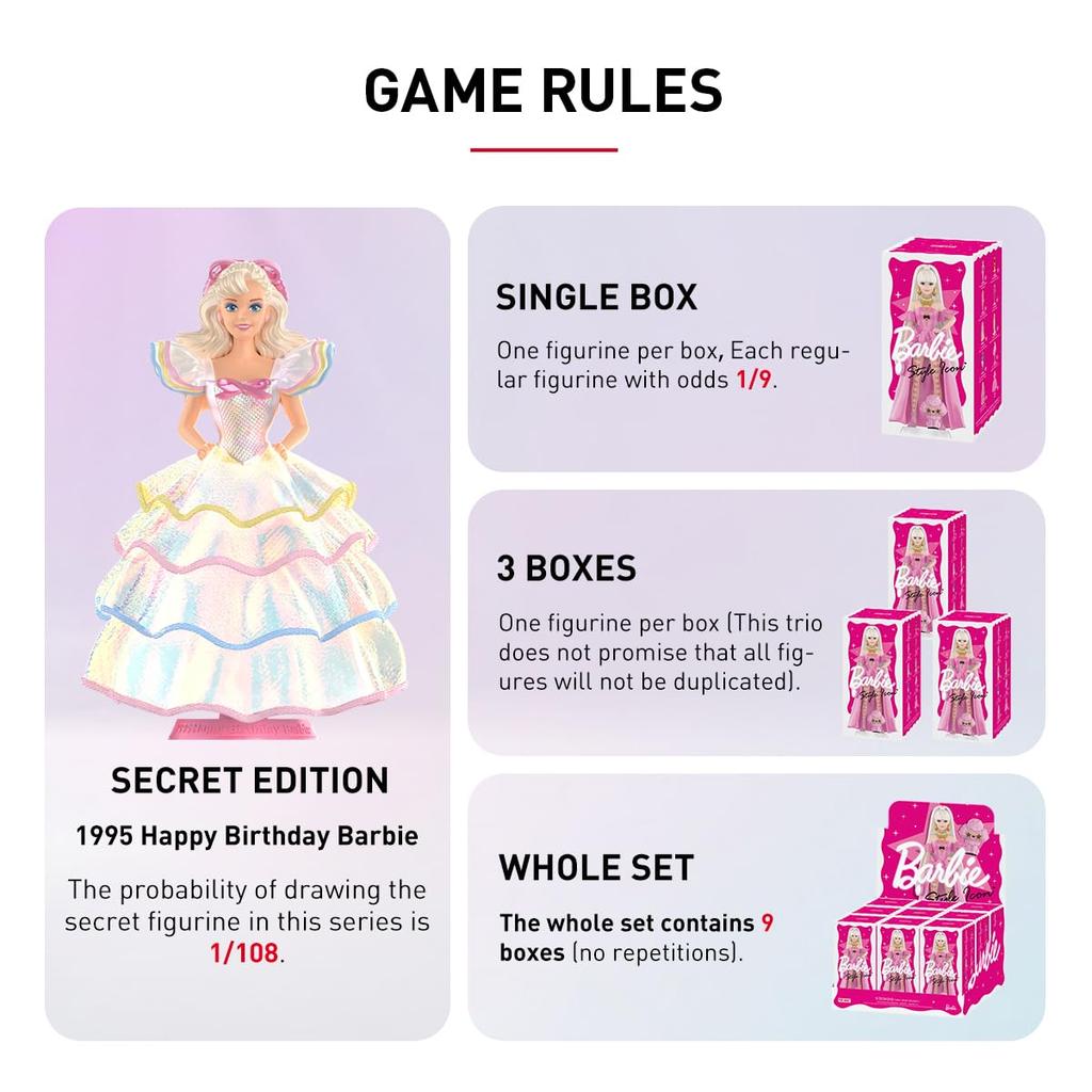 POP MART Barbie Style Icon Series Box 9 Pop Mart Gachapon Blind Box Figure Plastic Model Premium Toy PVC Soft Vinyl Original Character Birthday Gift