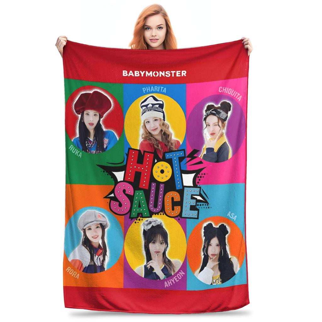 Babymonsters KPOP Фланелевое одеяло Потрясающие пледы для дома 200x150см Покрывала,