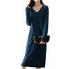 Knit Elegant Long Long Sweater Ribbed Body Shape Everyday [MlleeSSeeldyTRC] Dress, Dress, Sleeve, Dress, V-neck, Dress, Neat, Knit, Loose, Coverage,