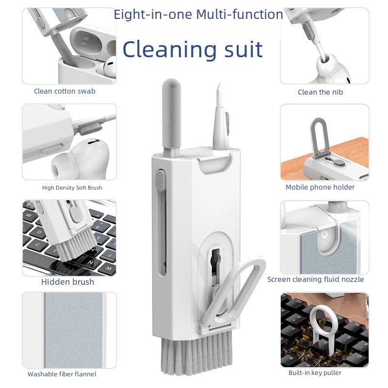 Комплект для чистки устройств: Очиститель экрана, Щетка для удаления пыли, Ручка для чистки телефонов, Очиститель для наушников, Салфетка для ноутбука