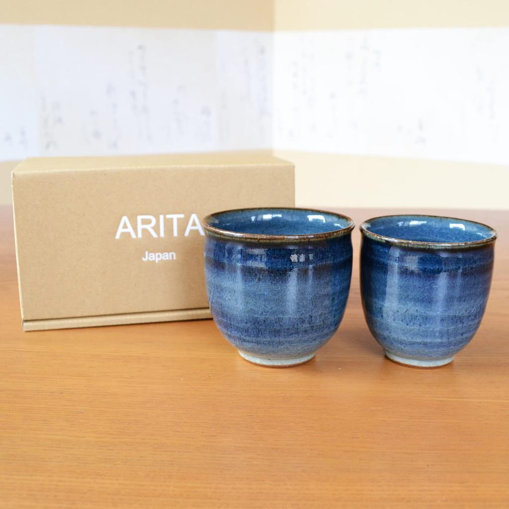 Пара чашек в подарочной упаковке, стильная чашка для супружеской пары цвета индиго, сделанная в Японии