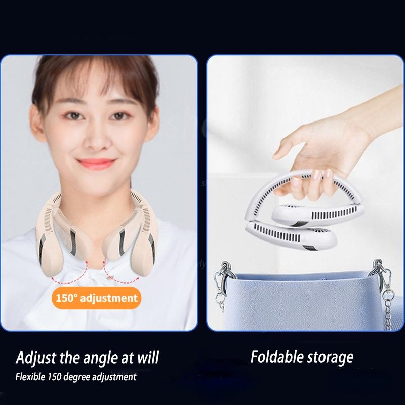Новый портативный подвесной вентилятор на шею 5000 мАч USB перезаряжаемый безлопастной бесшумный спортивный вентилятор Летний уличный вентилятор с воздушным охлаждением Носимый вентилятор с шейным ремешком