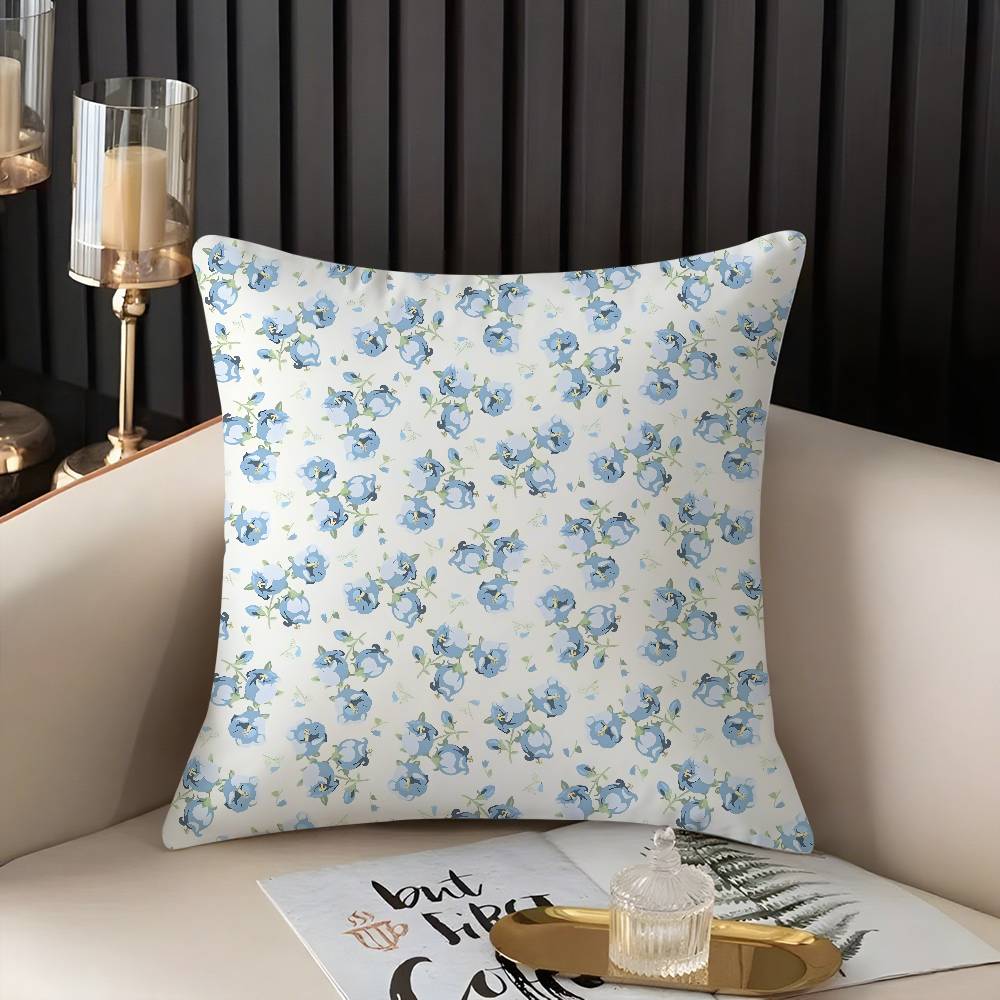 Fashion Small Florals Pillow Case Home Dorm Chair Back Short Plush Double-sided Printing Office Nap Time Cushion Cover