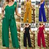 Women's Spring and Summer Fashion Romper Suspender Solid Color Loose Romper Women's Wide Leg Pants
