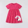 Летнее Новое Детское Милое Модное Платье с Коротким Рукавом Вышивка Животные Платье Принцессы для Девочки Детская Одежда