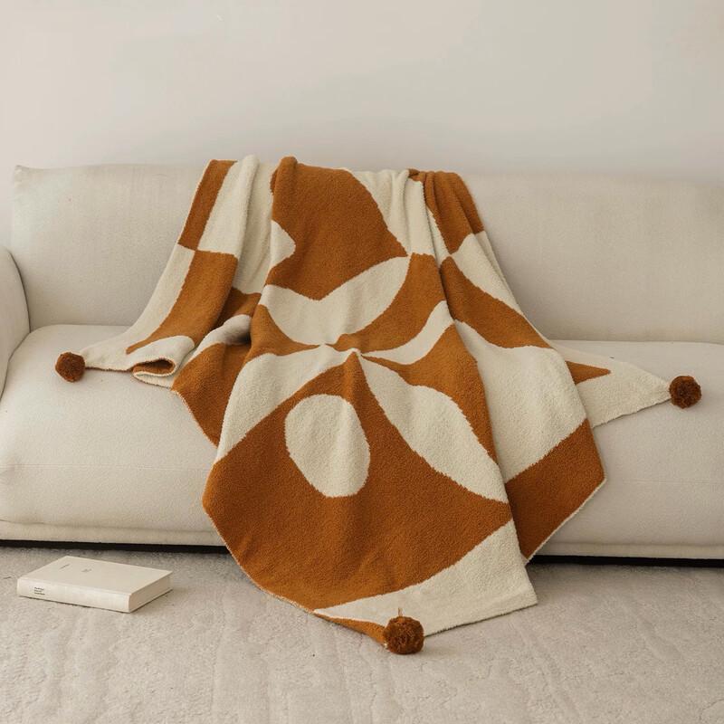 LISM Christmas Red Semi-Velvet Geometric Throw Blanket