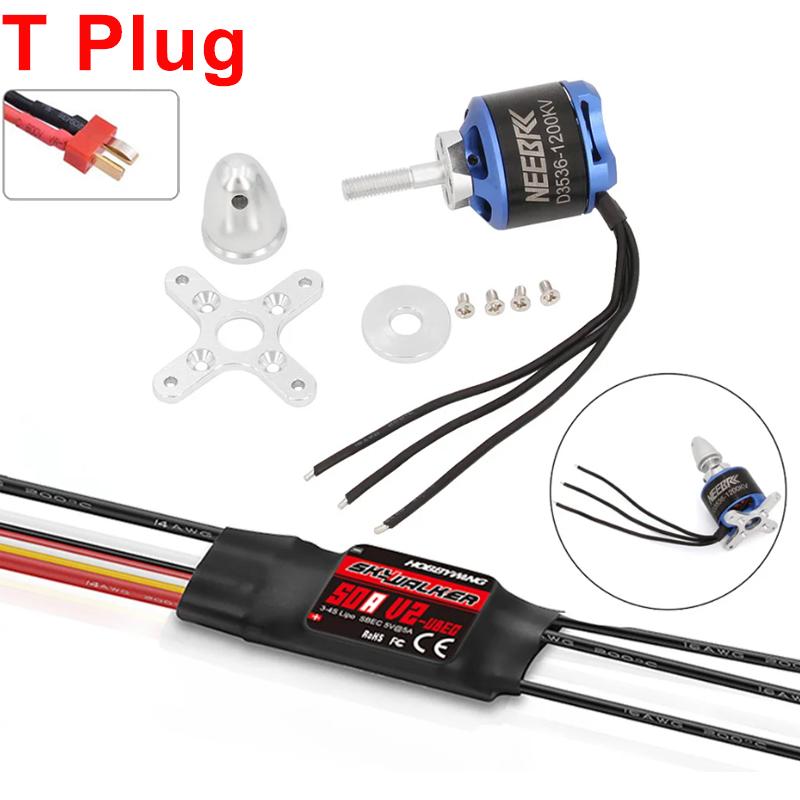 Бесколлекторный двигатель 3536 1200KV 2-4S с ESC 50A V2 UBEC Регулятор скорости для RC FPV Дрона Самолета с фиксированным крылом Skysurfer Планер