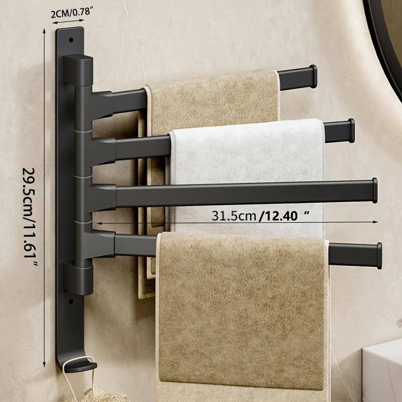 Bathroom Towel Rack Rotatable Towel Holder Space Aluminum 2/3/4/5-Bar Towel Hanger Kitchen Shelf Paper Hanging Wall Mounted