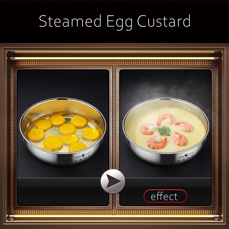 Сертификат LFGB Нержавеющая сталь 304 Пароварка для парового яичного крема с дышащей крышкой Тарелка диаметром 21 см Салатник Домашний таз