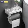 Punch-Free Toilet Paper Holder Wall Mounted Tissue Box Bathroom Accessories Waterproof Roll Paper Storage Holder Shelf