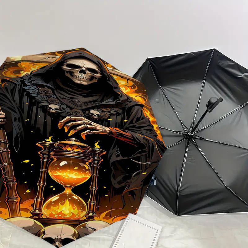 1PC Death Hourglass Umbrella-8-Rib Reinforced, Automatic Open, Lightweight & Durable, Cute Fashion Accessory for Outdoor-Y0333