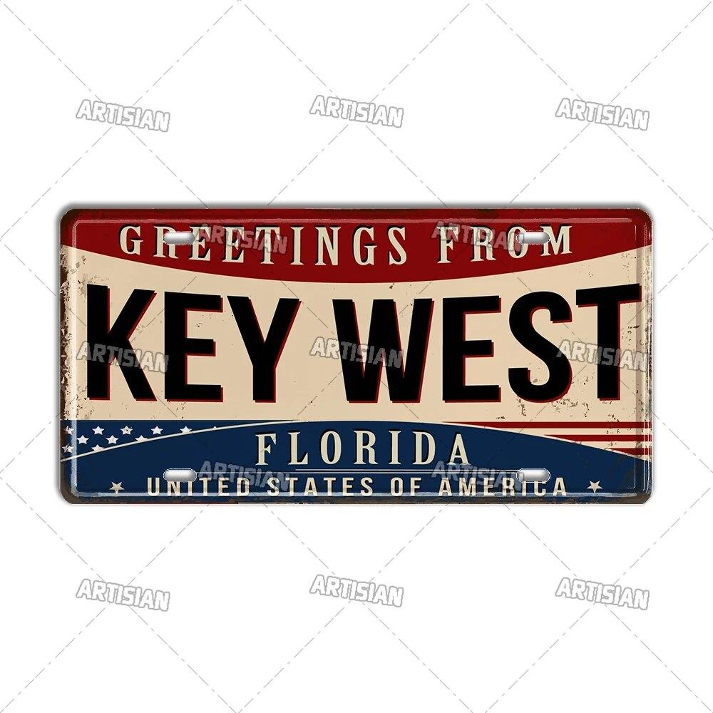 Artisian USA License Plate US Tin Sign Greetings From Landmark City State Metal Plaque Wall Decor Garage Bar Pub Club Hotel Cafe