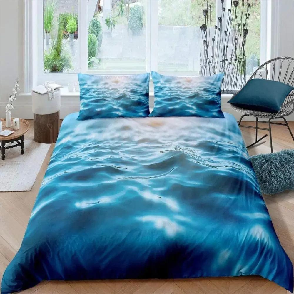 Комплект постельного белья Ocean Wave, комплект постельного белья для двоих, пляж с пенистыми волнами, полиэстер, морской берег, праздничная тема, королева, размер King Size, пододеяльник