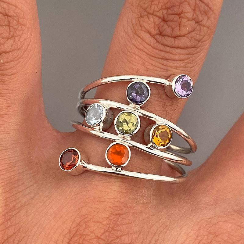 Xiaomi Huitan Irregular Designed Women Rings with Colorful CZ Silver Color Statement Female Finger Rings Hip Hop Gilrs Jewelry