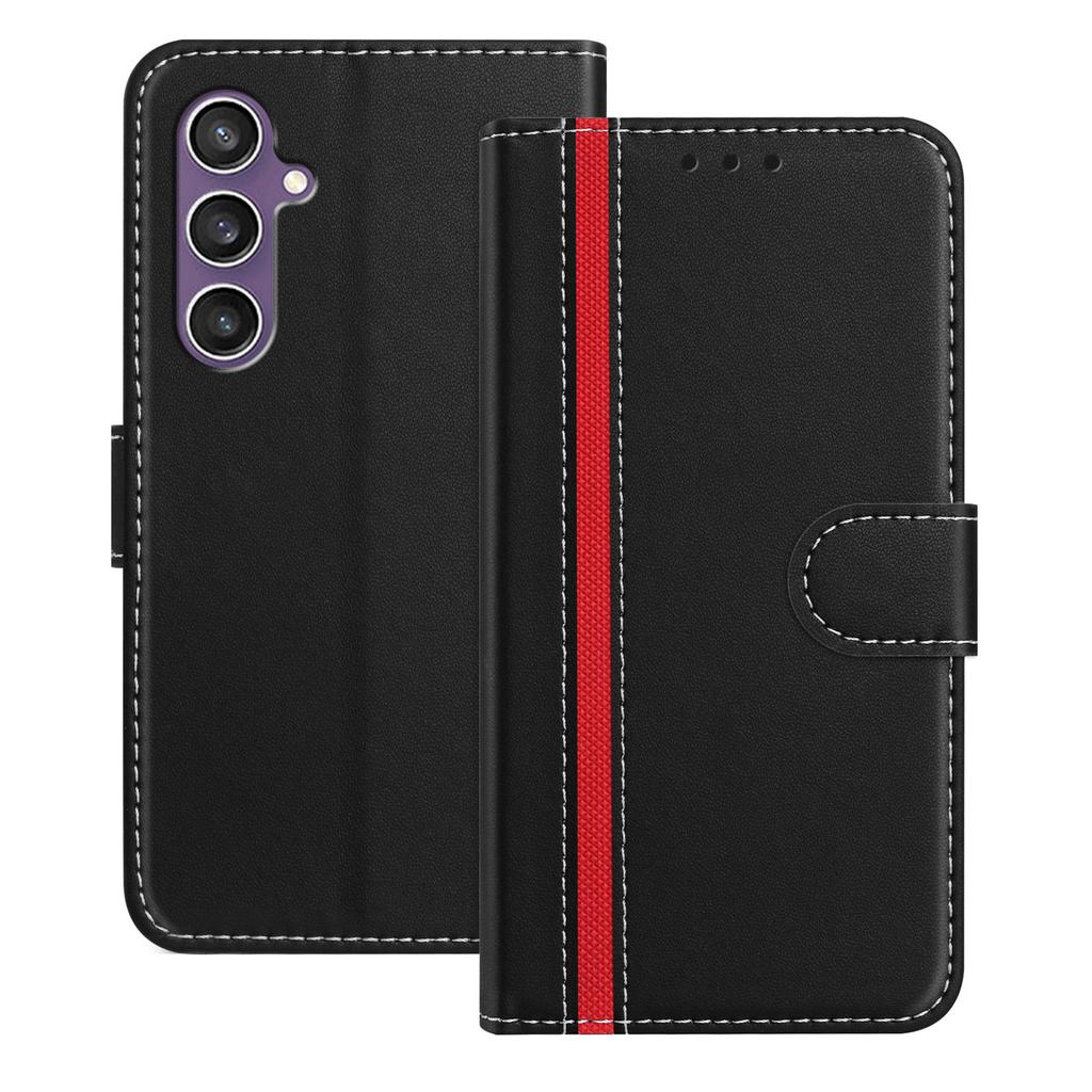 For Samsung Galaxy S23 FE Phone Cases Wallet Stand Color Splicing Leather Cover with Magnetic Clasp