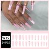 Box of 24 Long Pink Ballet Press-On Nails with Shiny Crushed Diamond Texture