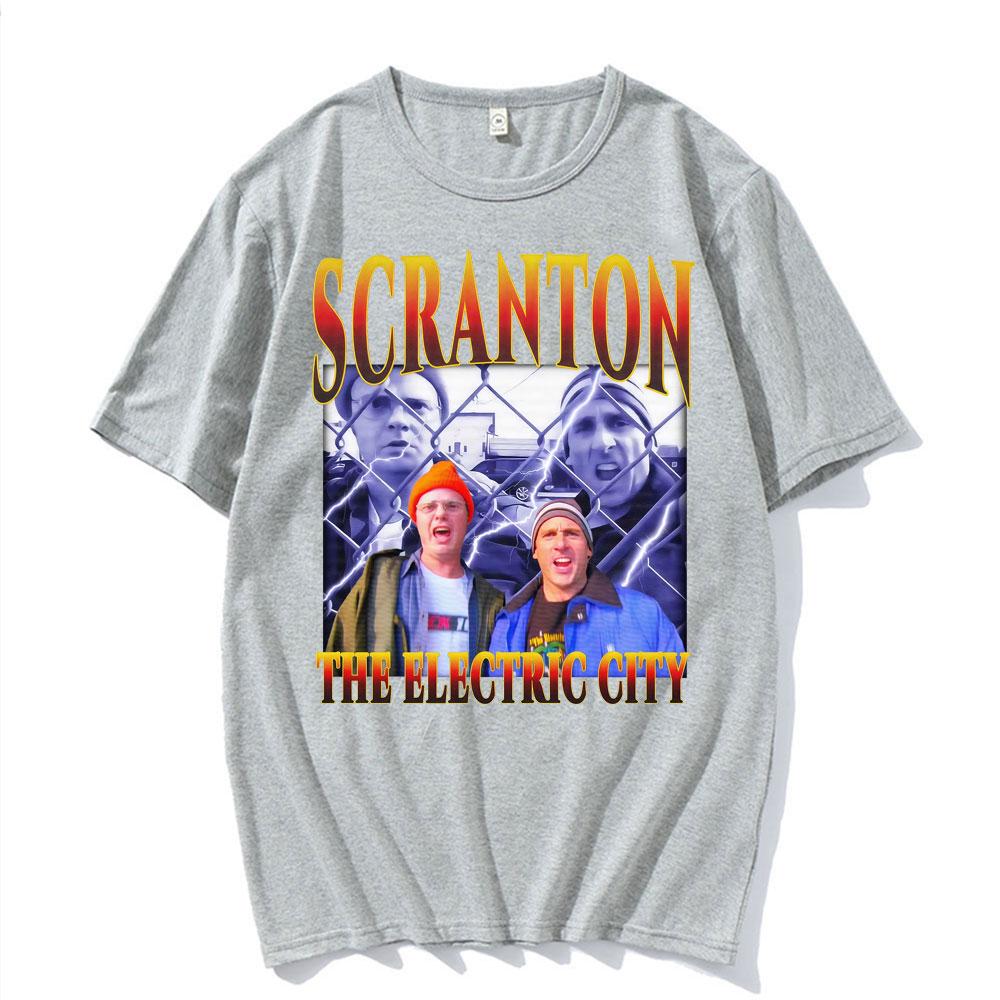 Funny Scranton The Electric City Vintage 90s Movie T Shirts Mens Clothing Fashion Classic Tshirt Cotton Summer Casual T Shirt