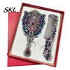Peacock Hand Mirror Vintage Comb Set, Embossed Hair & Handheld Rhinestone Makeup Mirror, with for Women