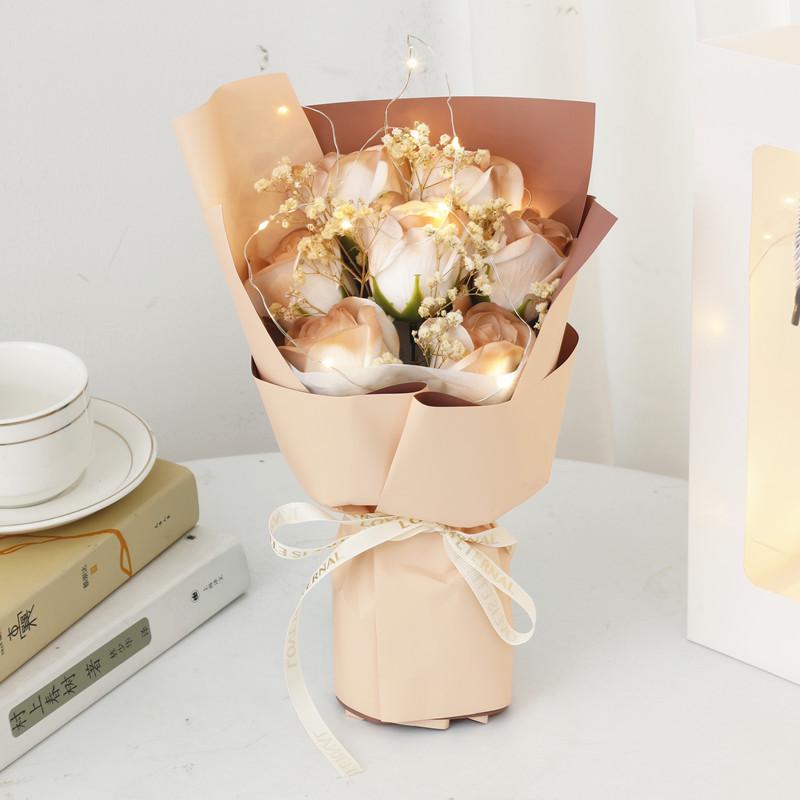 520 Creative Icy Blue Rose and Gypsophila Soap Flower Bouquet for Teacher's Day