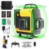 4x360 Green Laser Level 16-Line Full Layout Self-Leveling with Remote Receiver Ready 2x2400mAh Batteries IP54 Accessories Kit
