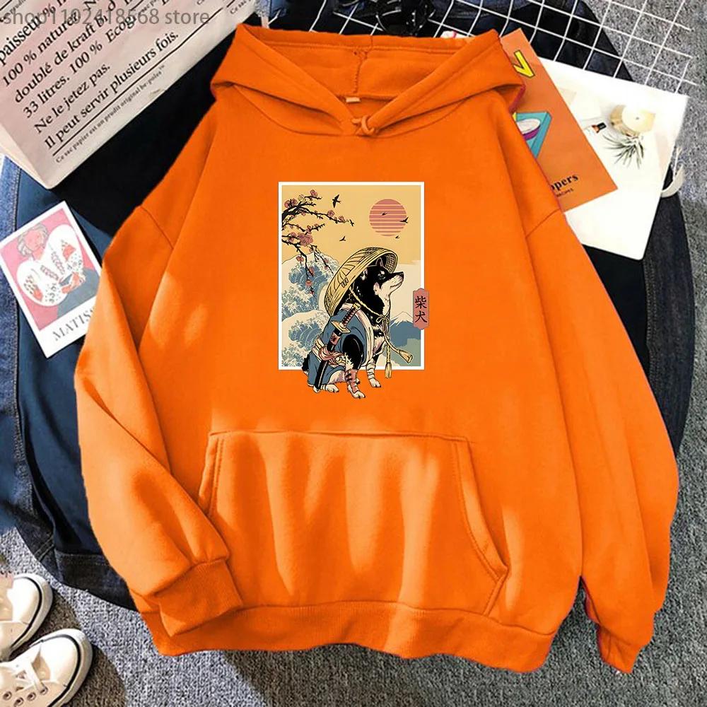 Толстовки Shiba Ronin Kawaii Dog Толстовка Мужская одежда Флисовые пуловеры K Pop Одежда Y2k Sudadera Женщины
