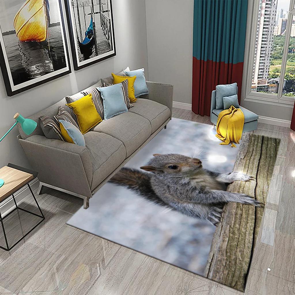 Милый ковер с белкой, забавный коврик для пола с диким животным для декора ванной комнаты, ковер противоскользящий для гостиной, кухни, коврики для ванной комнаты