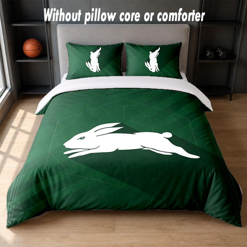 South Sydney Rabbitohs Design Bed Bedding Set 1 Duvet Cover + 2 Pillowcases Soft Breathable Household Bed Linens