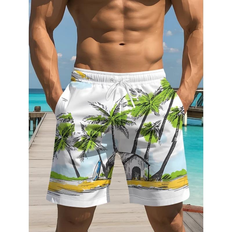 Cocoanut Trees 3D Printed Beach Shorts Palm Tree Graphic Board Shorts for Summer Harajuku Hawaiian Cool Swimming Trunks