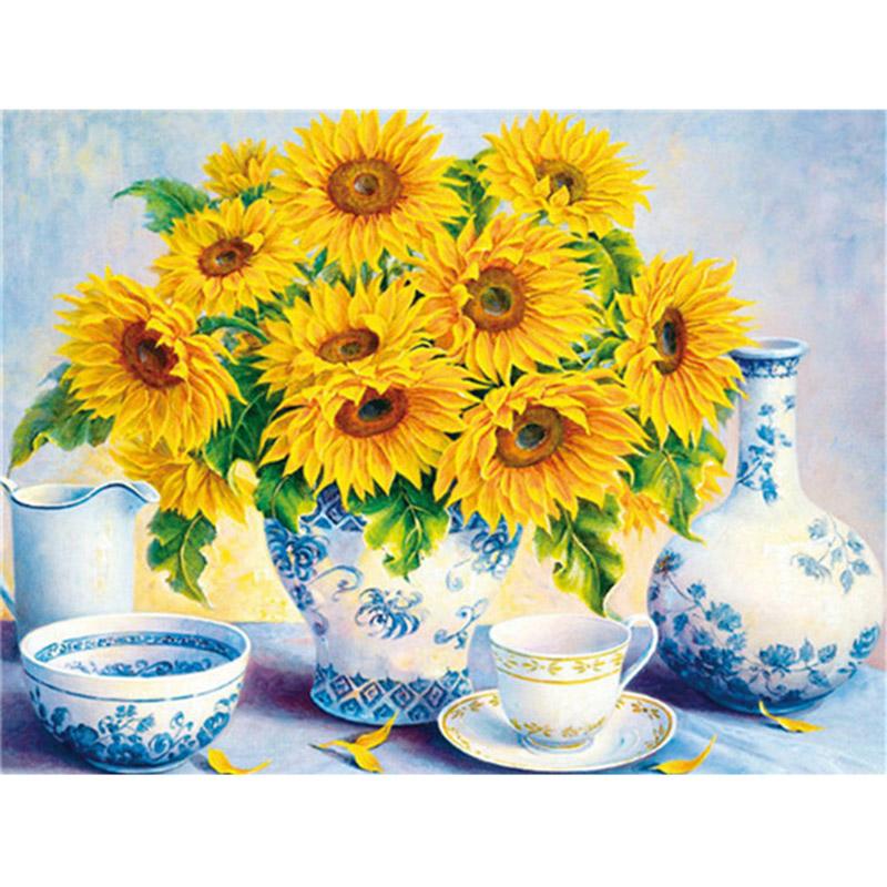 DIY Flower 5D Diamond Painting Full Round Drill Resin Diamond Embroidery Mosaic Cross Stitch Basket Wall Art Home Decor Gift