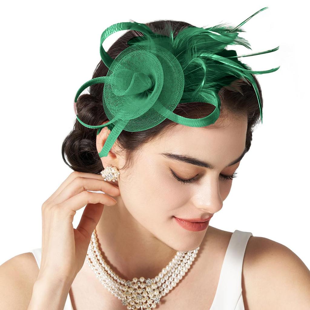 Tulle Fascinators For Women Tea Party Hats For Cocktail Wedding Fancy Dress Party Tea Party Headwear For Headband For Thick Hair