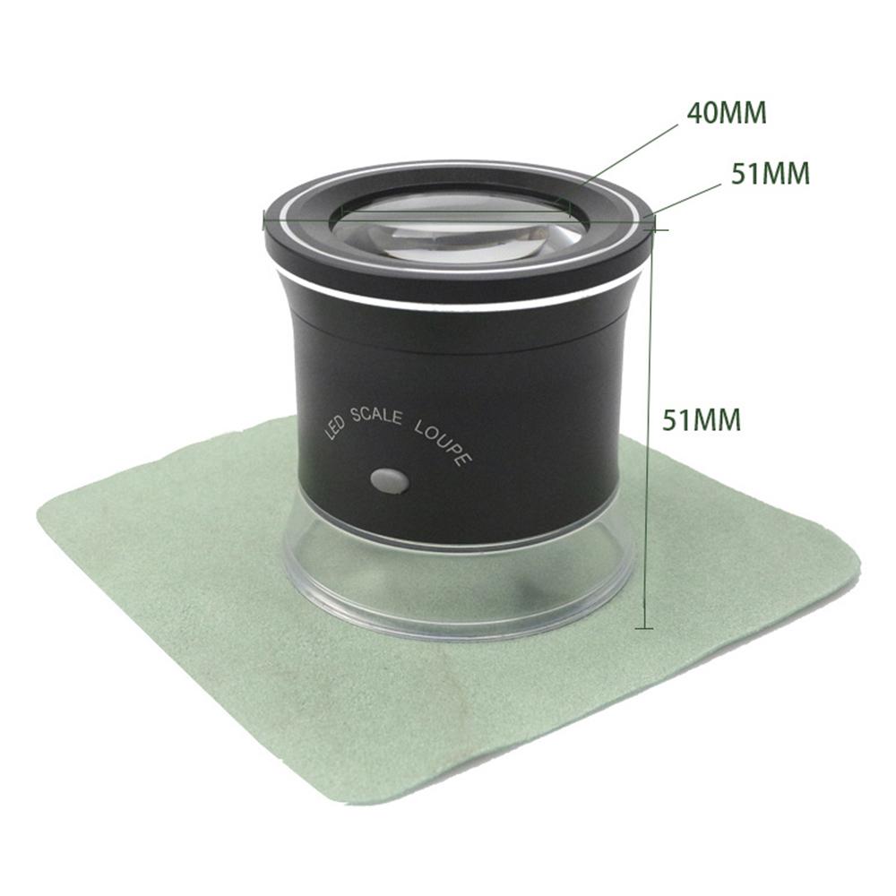30X LED Scale Loupe Illuminated Magnifier with 6 White 3 UV Lights Rechargeable Magnifying Glass Interchangeable Reticle Scale for PCB Jewelry St