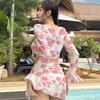South Korea's new 1011 summer new bikini swimsuit women's four-piece small chest gathering floral vacation swimsuit