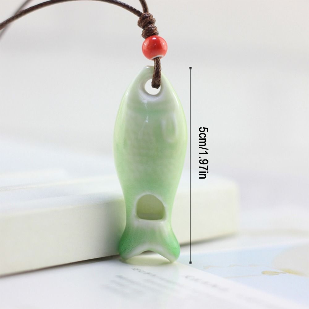 Handmade Fish Whistle Necklace Adjustable Cord Porcelain Fish Pendant Jewelry Accessories