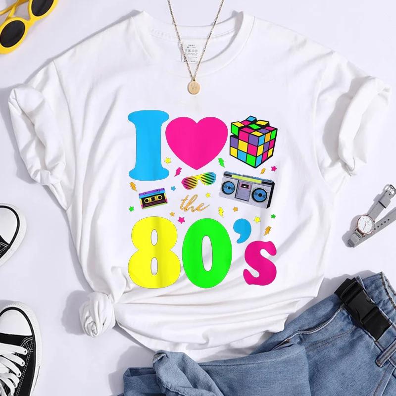 Новая Мода Я Люблю 80-е Женская Винтажная Футболка 1980-х Смешная Классическая Футболка Топы Женская