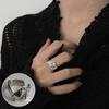 Korean S925 Silver-Plated Three-Layer Retro Hip-Hop Stacking Ring for Women