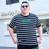 Полосатая рубашка больших размеров для мужчин больших размеров, футболка с короткими рукавами, очень большая молодежная футболка с половиной рукавов для толстого мальчика, топ 195