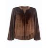 Spring Autumn V-neck Vintage Loose Casual Blouse Women Solid Color Lantern Long Sleeve Pullover Shirt Top
