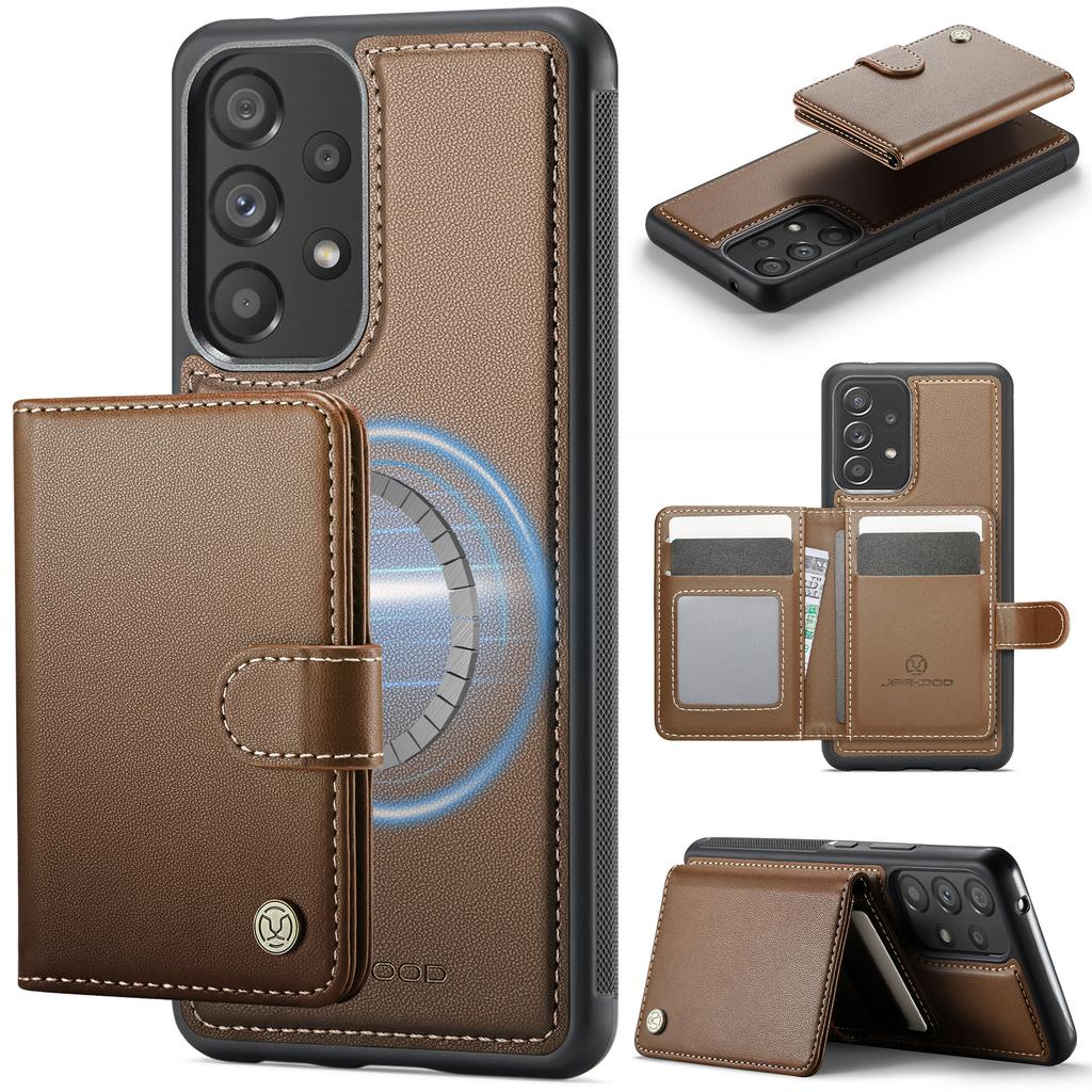 For Samsung Galaxy A53 5G Case JEEHOOD J09 RFID Blocking Card Holder Leather Back Phone Cover Magnetic Case