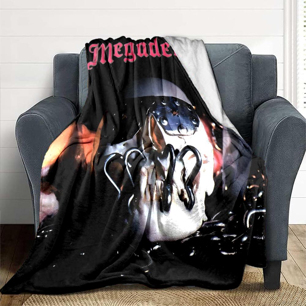 1Pc Megadeth Skull Artwork Blanket Soft And Comfortable Casual Warm Camping Travel Christmas Halloween Xmas Gift M924554