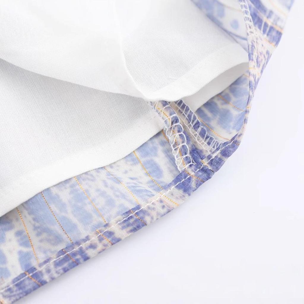 Spring/Summer 2025 Sexy Backless V-Neck Spaghetti Strap Short Print Dress