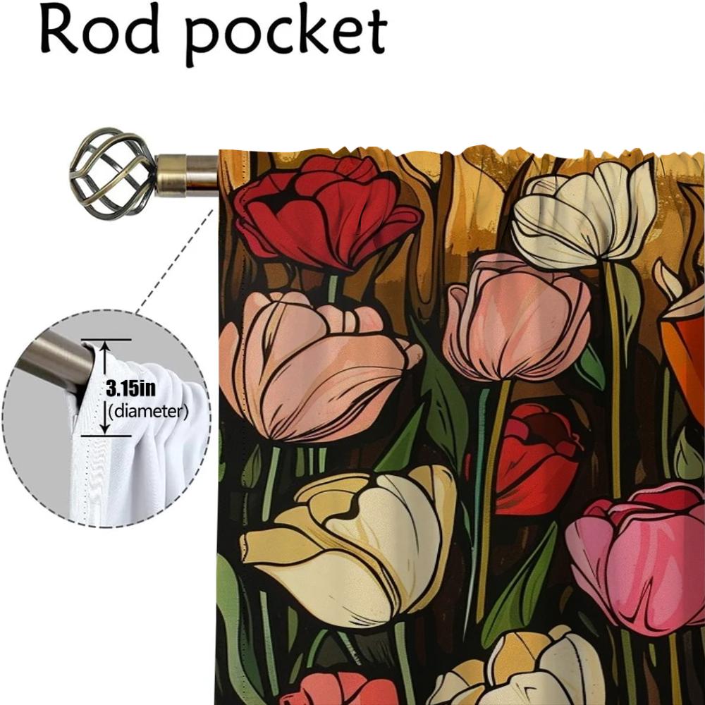 Розы и розовые тюльпаны Шторы для гостиной Шторы Тюль для спальни Шторы для домашнего интерьера Шторы из 2 частей Камера-перегородка