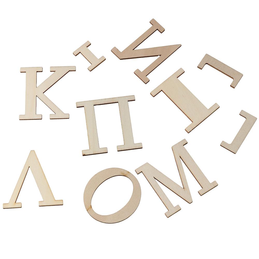 Wooden Greek Alphabet Log Color Blank Letters Art Deco Wooden Decoration Crafts