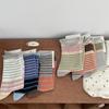 Korean Fashion Striped Socks Women Color Matching School Girls Elastic Long Socks Harajuku Vintage Streetwear Cotton Crew Socks