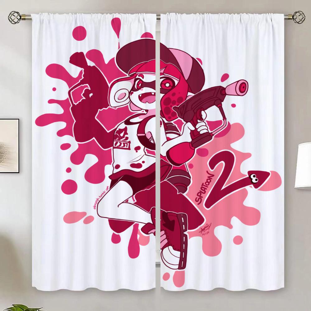 Splatoon Kitchen Curtains for Living Room 2 Elegant Pieces Blackout Curtain 100% Cheap Things With Free Shipping for Home Blinds