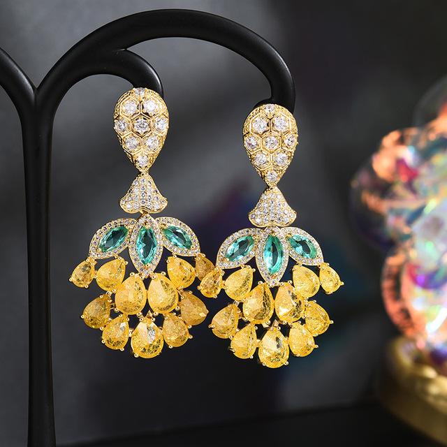 Серьги из серебра 925 пробы с иглами и трендовыми виноградными серьгами для женщин, цветные серьги с цирконием, темпераментные серьги, женские аксессуары для ушей