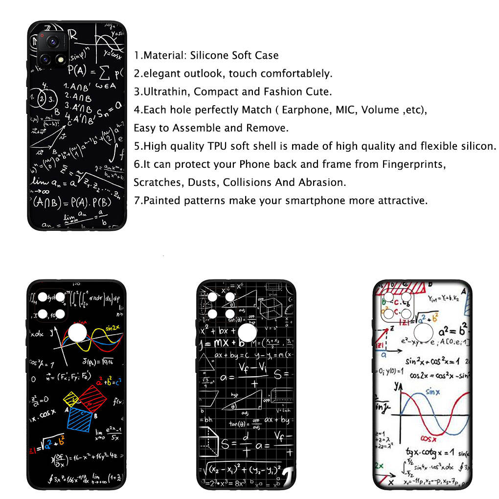 Для iPhone 16 15 Xiaomi Redmi Note 14 13 12 Pro Max X 8 9 16e Samsung Galaxy S25 S24 S23 Moto OPPO Химия Наука Математика Уравнение Формула Чехол для телефона