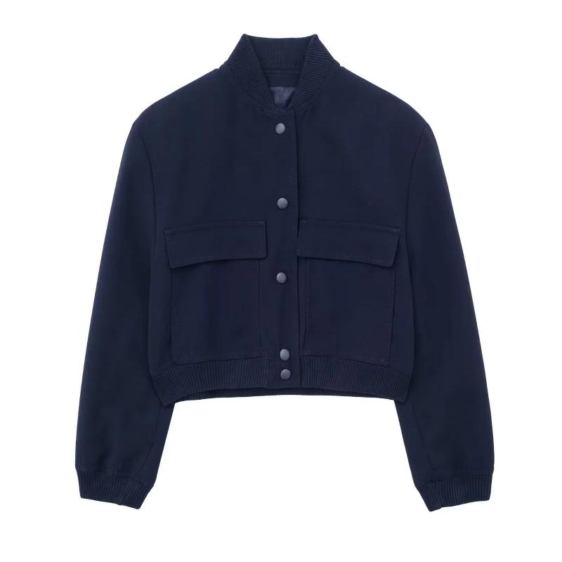 2024 элегантная однотонная уличная куртка женская с длинным рукавом на пуговицах тонкое укороченное пальто женские карманы дизайн повседневные шикарные топы новые