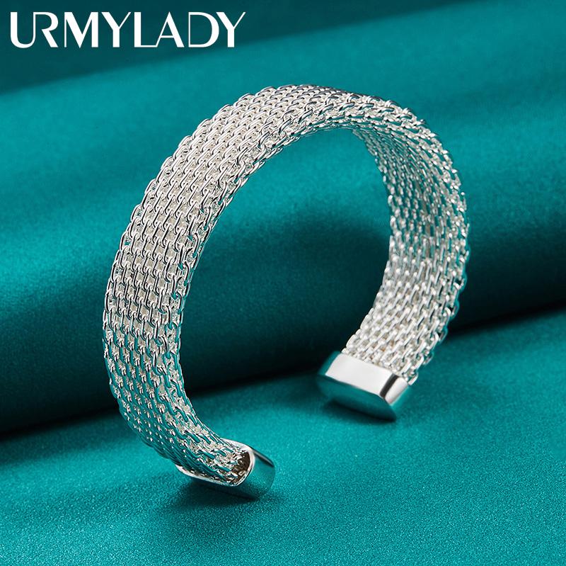 URMYLADY 925 Стерлинговое Серебро Открытые Браслеты-Манжеты для Женщин Свадебная Вечеринка Модные Шарм-Украшения