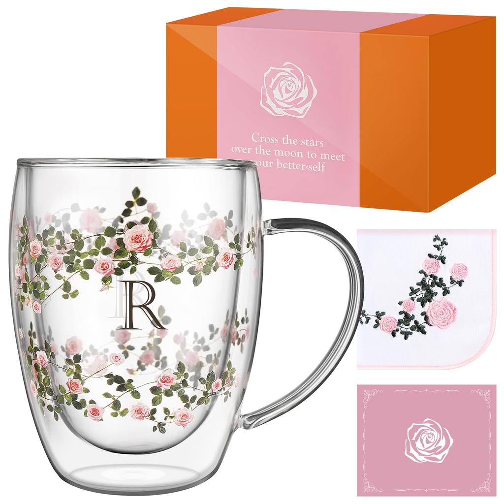 Кофе подарок на день рождения для двойного стекла с терморучкой, стильное цветочное полотенце для рук, открытка с сообщением, подарочная коробка, подарок на годовщину выхода на пенсию, подарочный набор